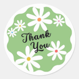 Groene minimalistische esthetische Daisy Flower da Ronde Sticker