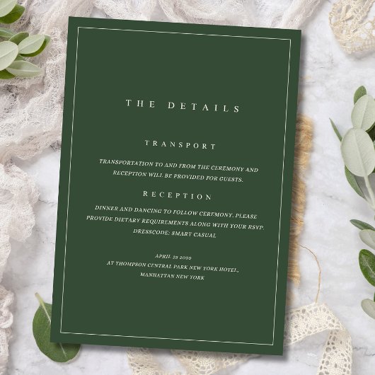 Groene minimalistische huwelijksuitnodiging Modern Kaart
