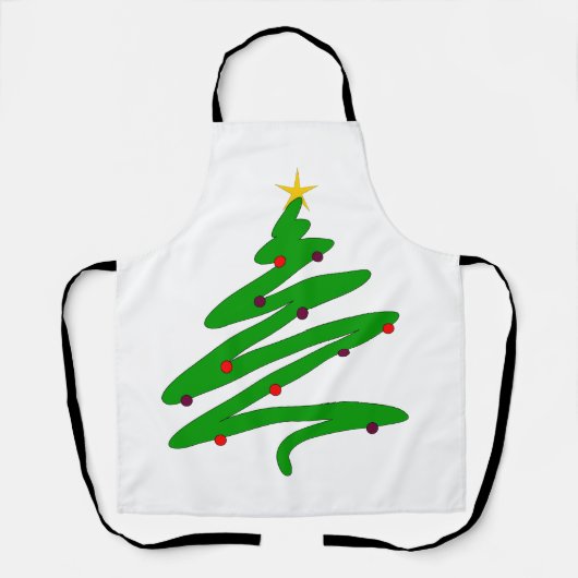 Groene minimalistische kerstboom Doodle Schort (Voorkant)