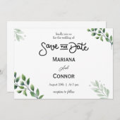 Groene Minimalistische Save The Date Uitnodiging (Voorkant / Achterkant)