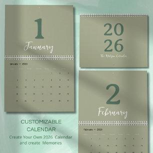 Groene Minimalistische Schone Moderne Ontwerp Kale Kalender