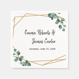 Groene Minimalistische Script Trouwservetten Servet