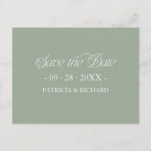 Groene Minimalistische Typografie Bewaar de datum Briefkaart