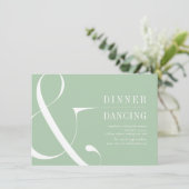 Groene minimalistische typografische bruiloft rece informatiekaartje (Staand voorkant)