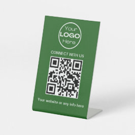 Groene minimalistische zakelijke Logo en QR-code Reclamebord Met Voetstuk