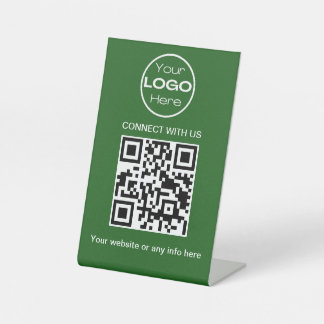 Groene minimalistische zakelijke Logo en QR-code Reclamebord Met Voetstuk
