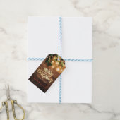 Groene Mistletoe, String Lights, Wood Merry Kerstm Cadeaulabel (Met Touw)