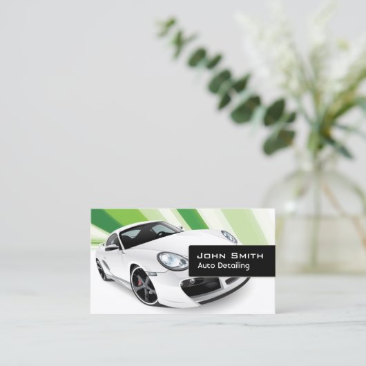 Groene mobiele automatische detaillist autodealer visitekaartje (Staand voorkant)