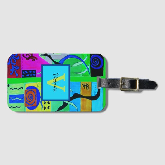 Groene Mode Abstracte inspiratie van matisse Bagagelabel (Voorkant (horizontaal))