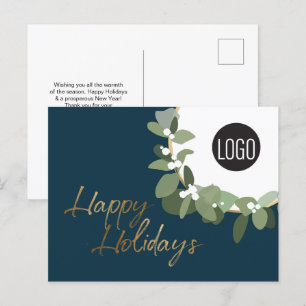 Groene Modern Wreath met logo Prettige feestdagen
