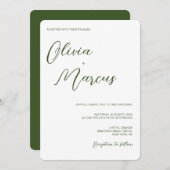 Groene moderne Chic Script Wedding Entourage Kaart (Voorkant / Achterkant)