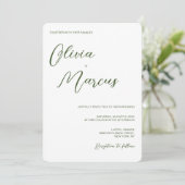 Groene moderne Chic Script Wedding Entourage Kaart (Staand voorkant)
