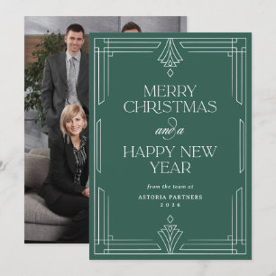 Groene Moderne Deco Elegante Zakelijke Kerst Feestdagenkaart