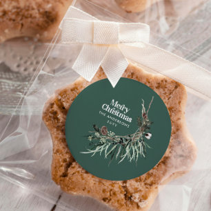 Groene moderne elegante waterverf botanisch ronde sticker