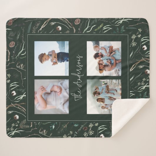 Groene moderne elegante waterverf botanische 4 fot sherpa deken (Voorkant (horizontaal))