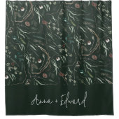 Groene moderne elegante waterverf botanische rusti douchegordijn (Voorkant)