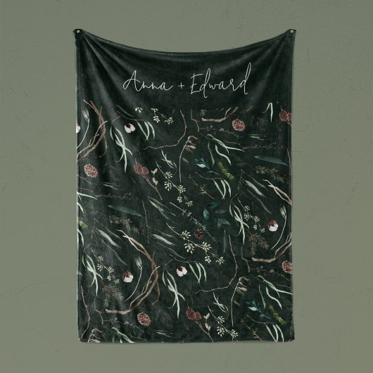 Groene moderne elegante waterverf botanische rusti fleece deken