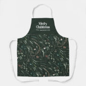 Groene moderne elegante waterverf botanische rusti schort (Voorkant)