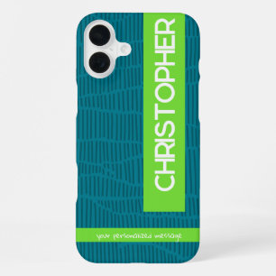Groene moderne gepersonaliseerde naam iPhone 16 plus hoesje