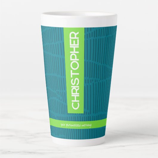 Groene moderne gepersonaliseerde naam latte mok (Voorkant)