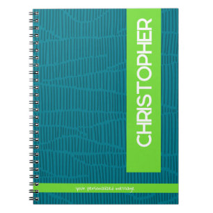 Groene moderne gepersonaliseerde naam notitieboek