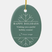 Groene Moderne Kerstmis Bedrijfs Logo QR Code Chic Keramisch Ornament (Voorkant)