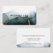 Groene moderne kunst Vloeibare Waterverf Visitekaa Visitekaartje (Voorkant / Achterkant)