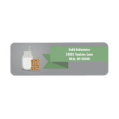 Groene moderne melk en koekjes met striped label (Voorkant)