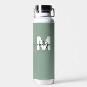Groene Moderne Naam Monogram Waterfles (Achterkant)