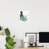 Groene moderne Octopus Poster (Thuiskantoor)