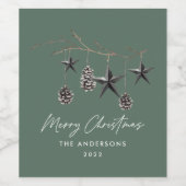 Groene moderne schandalige kerstmis wijn etiket (Enkel label)