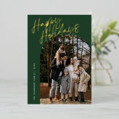 Groene moderne script Gelukkig kerstfeest Boog 2 F Folie Feestdagenkaart (Staand Voorkant)