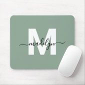 Groene moderne script naam monogram muismat (Met muis)