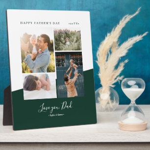 Groene moderne vaders cadeau Foto Collage Plaque Fotoplaat