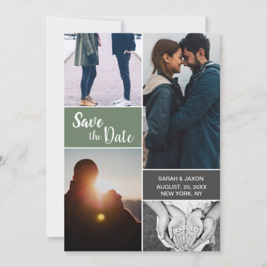 Groene Moderne verloving foto's collage (Voorkant)