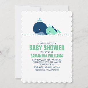 Groene Moeder en Baby Whale Baby shower Kaart