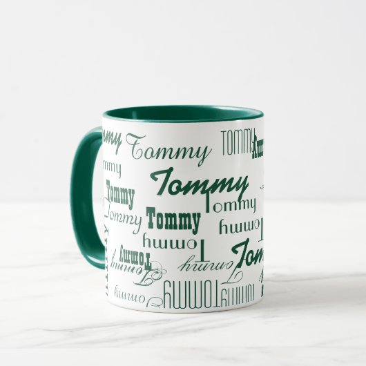 Groene Mok Creëer Uw Eigen Naam Patroon (Voorkant links)