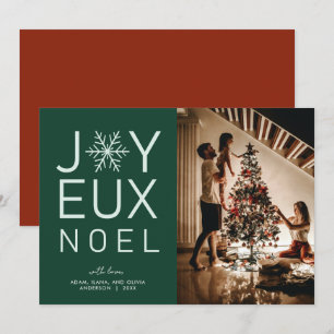 Groene monochrome Joyeux Noel Modern Holiday Card Kaart