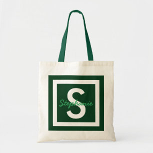 Groene monogram Aangepaste Canvas tas