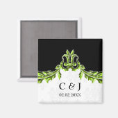 groene monogram bruiloft met uitzondering van date magneet (Voorkant / Achterkant)