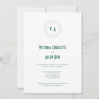 Groene Monogram Cirkel Minimalistische Ontvangst Kaart