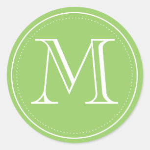 Groene monogram Envelope Seal door Origami Prints Ronde Sticker