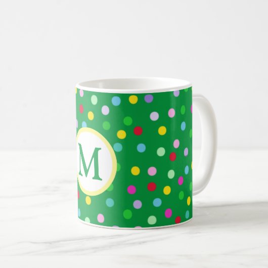 Groene Monogram Kerst Koffie Mok (Voorkant rechts)