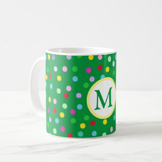 Groene Monogram Kerst Koffie Mok (Voorkant links)