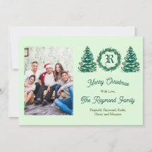Groene Monogram Kerstkaart