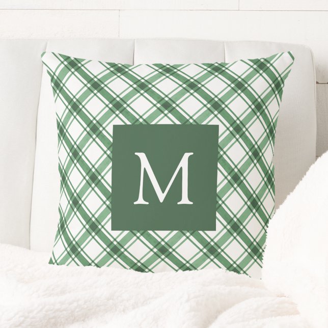 Groene Monogram Kussen (Green Monogrammed Throw Pillow
)