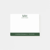 Groene Monogram Mannen Post-it® Notes (Voorkant)