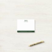 Groene Monogram Mannen Post-it® Notes (Op bureau)