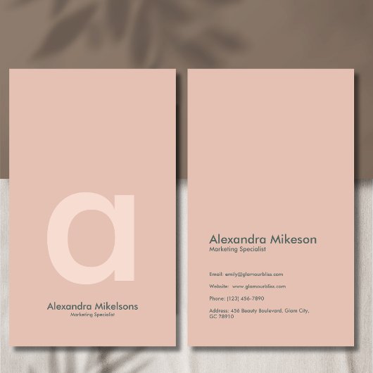 Groene Monogram Minimalistische Moderne Profession Visitekaartje