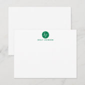 Groene monogram van het Manuscript Circle Modern E Notitiekaartje (Voorkant / Achterkant)